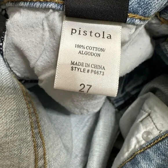 NWT Pistola Mid Rise Distressed Denim Jeans Slim Fit Women's Surf Side Size 27